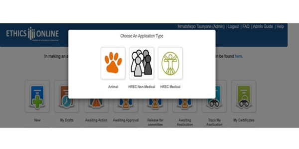 Screenshot redirecting to new Infonetica ethics application system